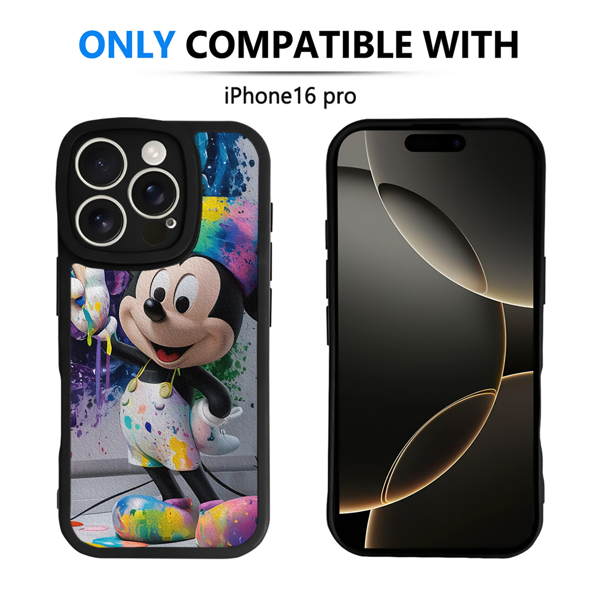（画像用） ミッキーマウス Mickey Mouse 【iPhone 16シリーズ対応】シリコンスマホケース（レザー調） 材質：シリコン